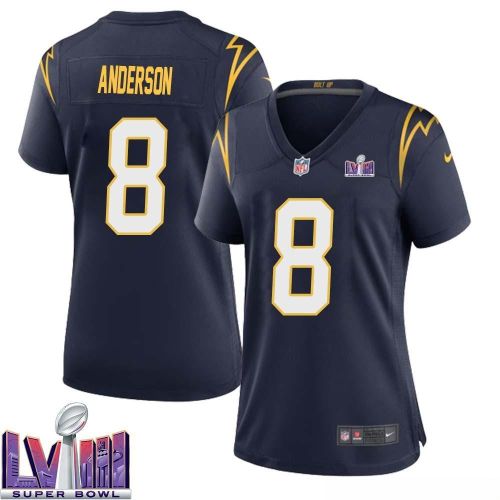 Gary Anderson 8 Los Angeles Chargers Super Bowl LVIII Women Alternate Game Jersey - Navy