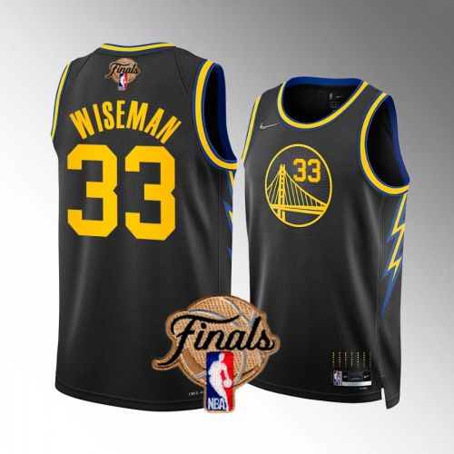 Golden State Warriors 33 James Wiseman 2022 Finals Black Jersey Diamond Badge