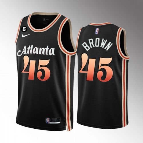 Atlanta Hawks Chaundee Brown 45 2022-23 City Edition Black Men Jersey NO.6 Patch