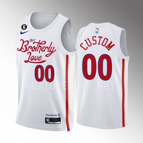 Custom 00 2022-23 Philadelphia 76ers White City Edition Men Jersey Swingman