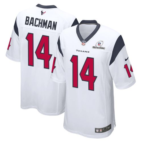 Alex Bachman 14 Houston Texans 2024 Divisional Patch Game Men Jersey - White