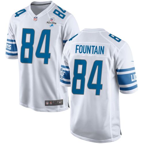 Daurice Fountain 84 Detroit Lions 2023 Playoffs Patch Game Men Jersey - White