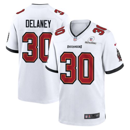 Dee Delaney 30 Tampa Bay Buccaneers 2024 Divisional Patch Game Men Jersey - White