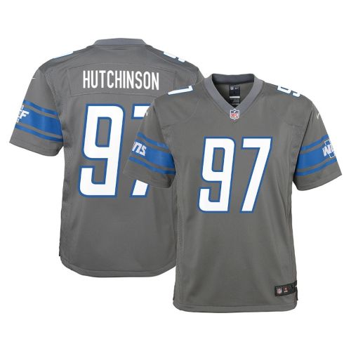 Aidan Hutchinson 97 Detroit Lions YOUTH Game Jersey - Steel