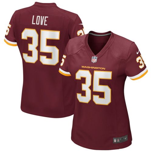 Bryce Love 35 Washington Commanders Football Team Women Game Jersey - Burgundy