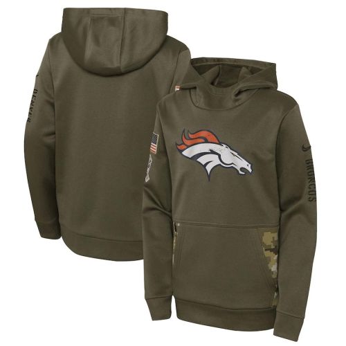 Denver Broncos Youth 2022 Salute To Service Performance Pullover Hoodie - Olive