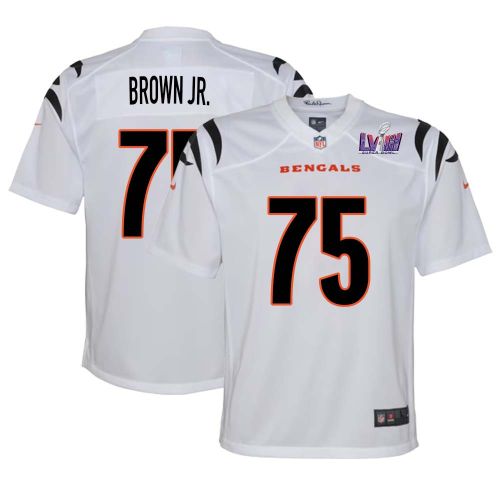 Orlando Brown Jr. 75 Cincinnati Bengals Super Bowl LVIII YOUTH Away Limited Jersey - White