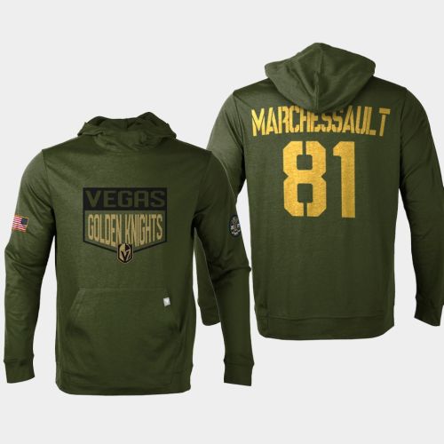 Jonathan Marchessault 81 Vegas Golden Knights 2022 Salute to Service Men's Pullover Hoodie Olive