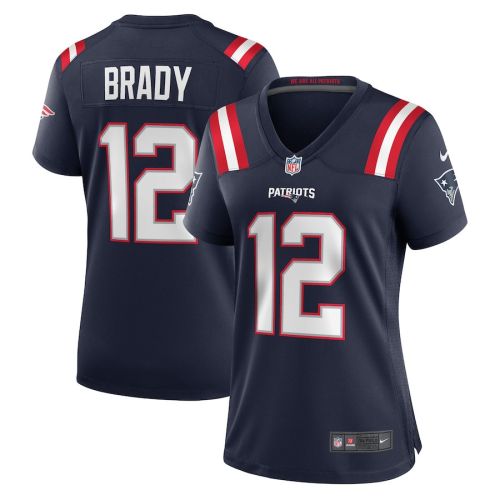 Tom Brady 12 New England Patriots Women Retired Game Jersey - Navy