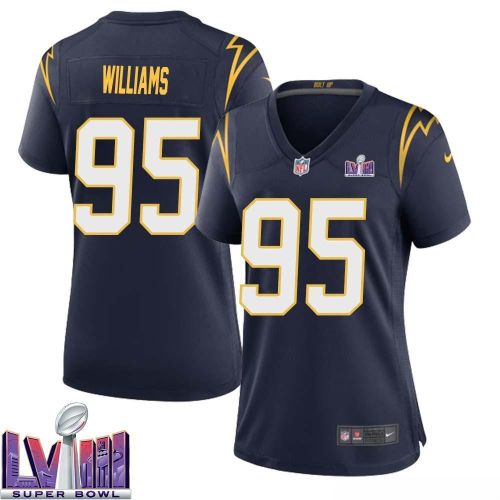 Nick Williams 95 Los Angeles Chargers Super Bowl LVIII Women Alternate Game Jersey - Navy