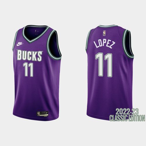 Milwaukee Bucks Brook Lopez 11 2022-23 Classic Edition Purple Men Jersey