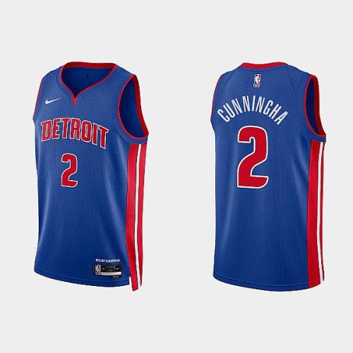 Detroit Pistons 2 Cade Cunningham 2022-23 Icon Edition Royal Men Jersey