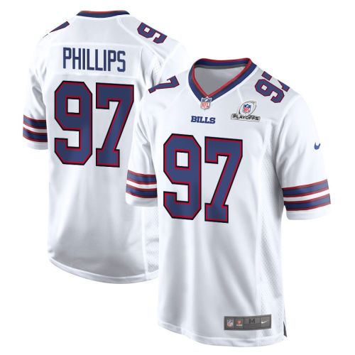 Jordan Phillips 97 Buffalo Bills 2023 Playoffs Patch Game Men Jersey - White