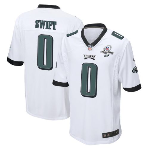 D'Andre Swift 0 Philadelphia Eagles 2023 Playoffs Patch Game Men Jersey - White