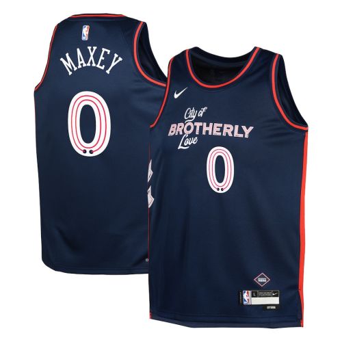 Tyrese Maxey 0 Philadelphia 76ers 2023/24 City Edition Swingman YOUTH Jersey - Navy