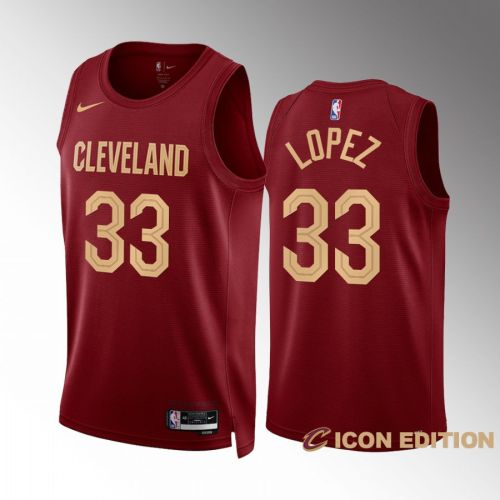 Cleveland Cavaliers Robin Lopez 33 2022-23 Icon Edition Wine Jersey Swingman