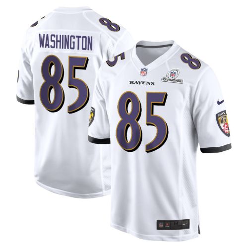 Scotty Washington 85 Baltimore Ravens 2024 Divisional Patch Game Men Jersey - White