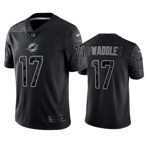 Jaylen Waddle 17 Miami Dolphins Black Reflective Limited Jersey - Men