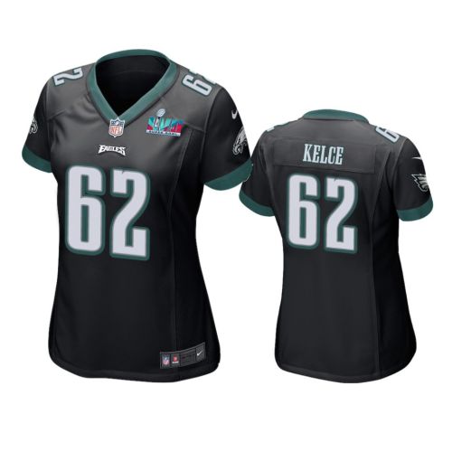 Jason Kelce 62 Philadelphia Eagles Super Bowl LVII Black Game Jersey - Women