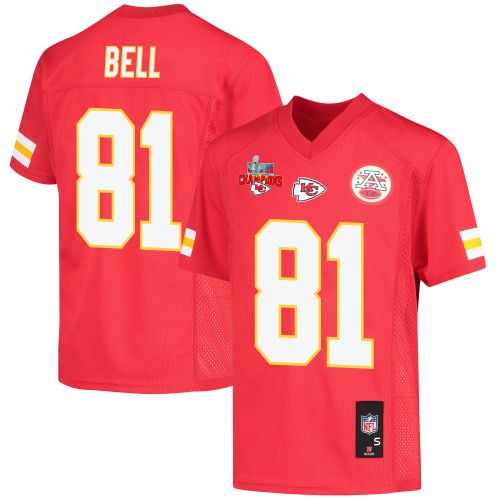 Blake Bell 81 Kansas City Chiefs Super Bowl LVII Champions 3 Stars Youth Game Jersey - Red