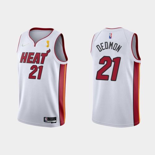 Miami Heat 21 Dewayne Dedmon Champions Cup 2023 Patch White Jersey