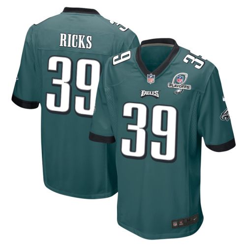 Eli Ricks 39 Philadelphia Eagles 2023 Playoffs Patch Game Men Jersey - Midnight Green