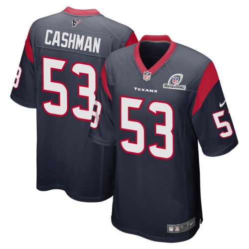 Blake Cashman 53 Houston Texans 2024 Divisional Patch Game Men Jersey - Navy