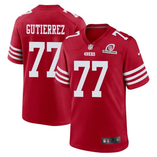 Alfredo Gutierrez 77 San Francisco 49ers 2024 Divisional Patch Game Men Jersey - Scarlet