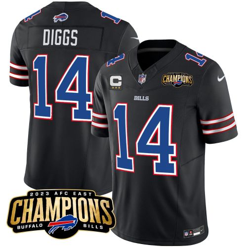 Stefon Diggs 14 Buffalo Bills 2023 AFC East Champions Patch Game Men Jersey - Black