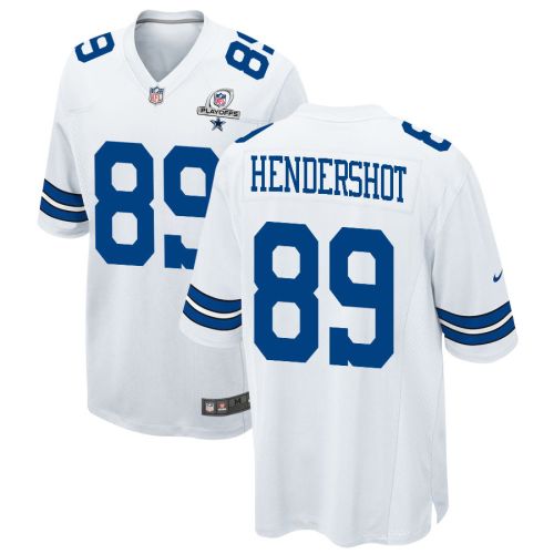 Peyton Hendershot 89 Dallas Cowboys 2023 Playoffs Patch Game Men Jersey - White