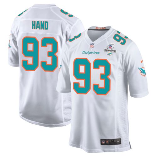 Da'Shawn Hand 93 Miami Dolphins 2023 Playoffs Patch Game Men Jersey - White