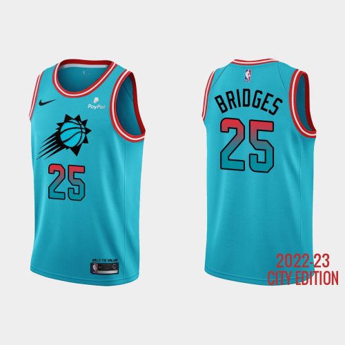 Phoenix Suns 25 Mikal Bridges 2022-23 City Edition Blue Men Jersey