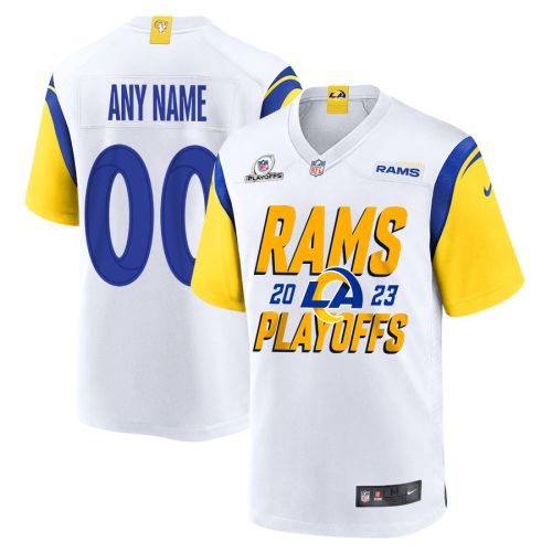 Los Angeles Rams 2023 Playoffs Iconic Game Men Custom Jersey - White