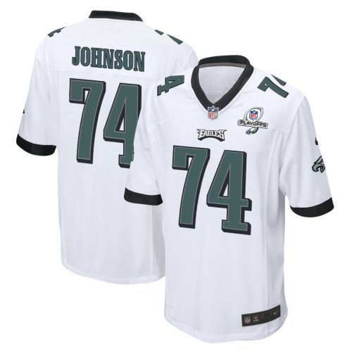 Fred Johnson 74 Philadelphia Eagles 2023 Playoffs Patch Game Men Jersey - White