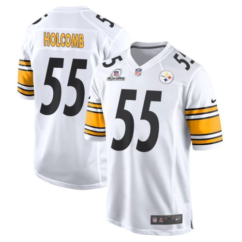 Cole Holcomb 55 Pittsburgh Steelers 2023 Playoffs Patch Game Men Jersey - White