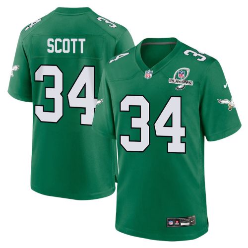 Josiah Scott 34 Philadelphia Eagles 2023 Playoffs Patch Alternate Game Men Jersey - Kelly Green