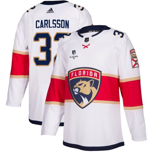 Florida Panthers Lucas Carlsson 32 Away 2023 Stanley Cup Playoffs Breakaway Men Jersey - White