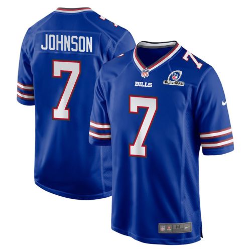 Taron Johnson 7 Buffalo Bills 2023 Playoffs Patch Game Men Jersey - Royal