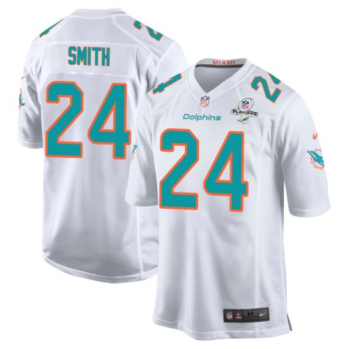 Cam Smith 24 Miami Dolphins 2023 Playoffs Patch Game Men Jersey - White