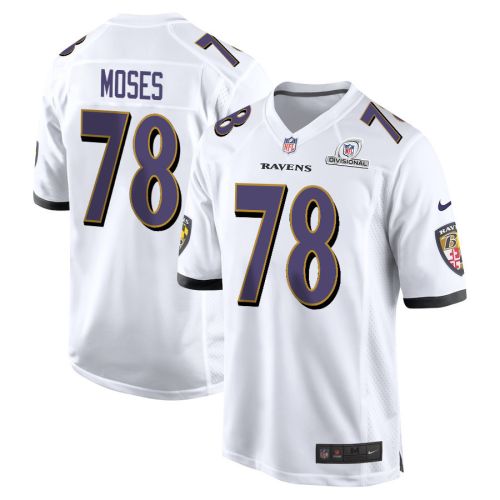 Morgan Moses 78 Baltimore Ravens 2024 Divisional Patch Game Men Jersey - White