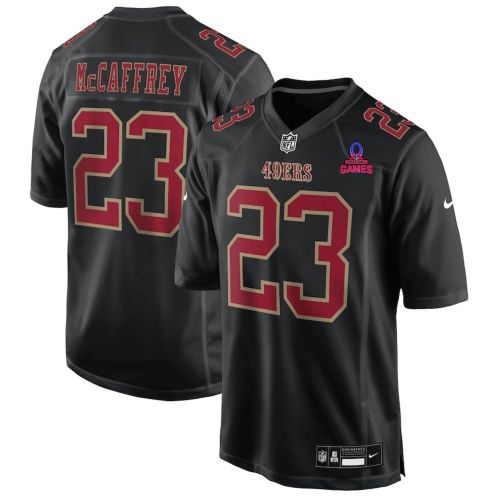 Christian McCaffrey 23 San Francisco 49ers 2024 Pro Bowl Patch Fashion Game Men Jersey - Carbon Black