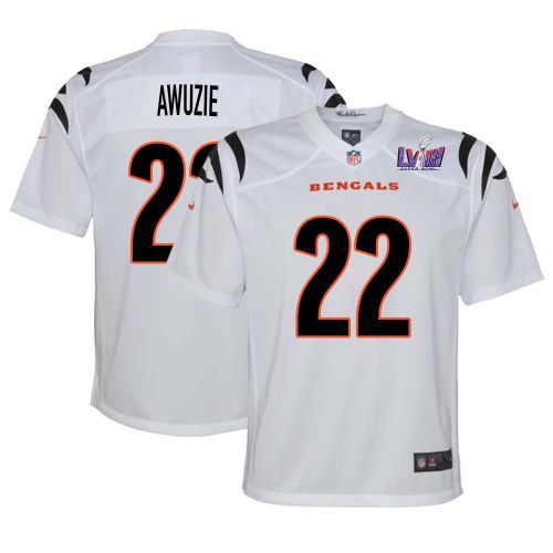 Chidobe Awuzie 22 Cincinnati Bengals Super Bowl LVIII YOUTH Away Limited Jersey - White