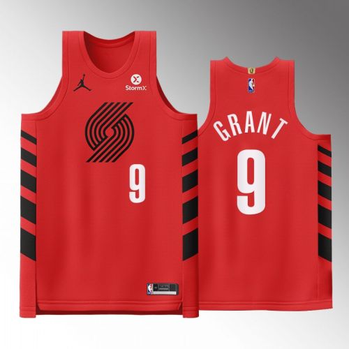 Portland Trail Blazers 9 Jerami Grant Red Jersey 2022-23 Statement Edition