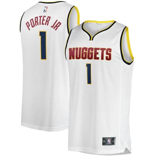 Men's Denver Nuggets 1 Michael Porter Jr. Association Swingman Jersey - Wihte