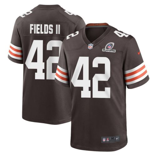 Tony Fields II 42 Cleveland Browns 2023 Playoffs Patch Game Men Jersey - Brown