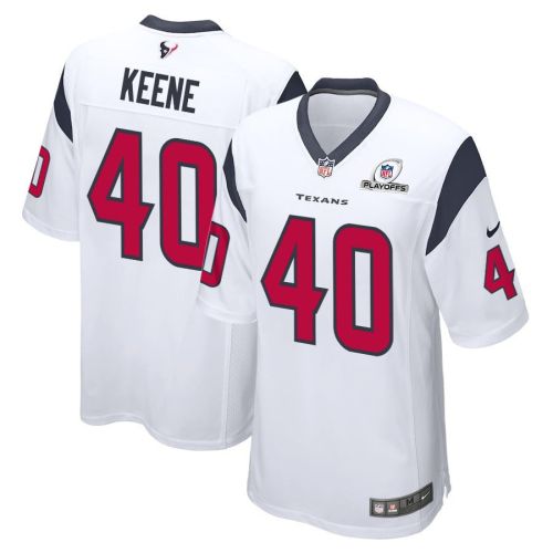 Dalton Keene 40 Houston Texans 2023 Playoffs Patch Game Men Jersey - White