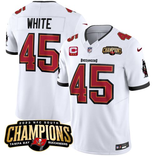 Devin White 45 Tampa Bay Buccaneers 2023 NFC South Champions Patch Game Men Jersey - White