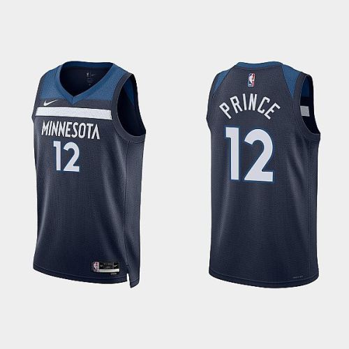 Minnesota Timberwolves 12 Taurean Prince 2022-23 Icon Edition Navy Men Jersey