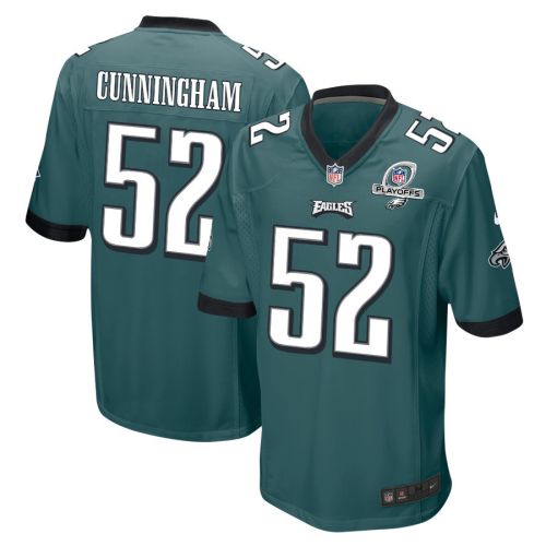 Zach Cunningham 52 Philadelphia Eagles 2023 Playoffs Patch Game Men Jersey - Midnight Green