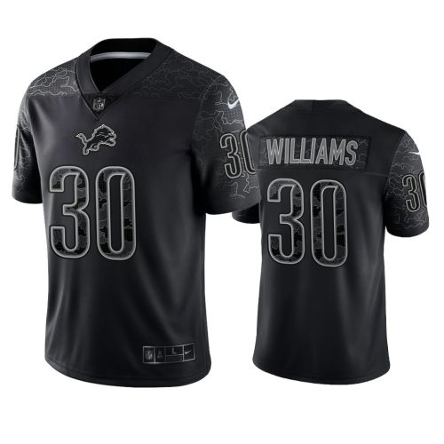 Jamaal Williams 30 Detroit Lions Black Reflective Limited Jersey - Men